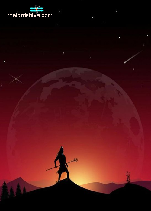 Lord Shiva Shadow With Moon Rise Mobile Wallpaper Free Download